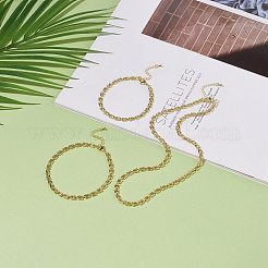 Brass Initial Letter U Link Chain Necklace Bracelet Anklet&nbsp;SJEW-JS01235