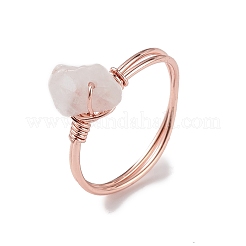 Natural Rose Quartz Chips Finger Ring&nbsp;RJEW-L082-03RG-04