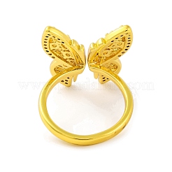 Butterfly Brass Micro Pave Cubic Zirconia Open Cuff Ring for Women&nbsp;RJEW-U003-29B-G