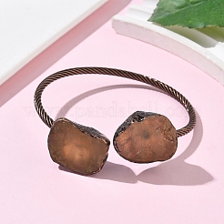 Natural Lemon Quartz Beads Cuff Bangles&nbsp;BJEW-Q070-02R-01