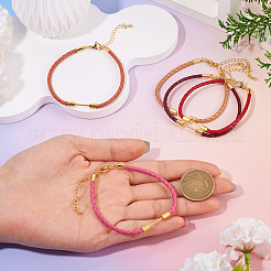 5Pcs 5 Colors 3MM Braided Round Imitation Leather Cord Bracelet Making&nbsp;MAK-TA0001-35A