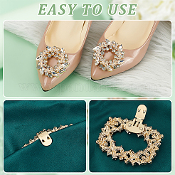 4Pcs 2 Styles Rectangle & Flower Brass Rhinestone Shoe Decorations&nbsp;AJEW-GA0006-93
