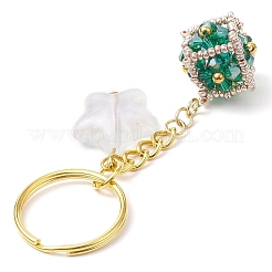 Glass Seed Bead Cube with Acrylic Star Keychain&nbsp;KEYC-MZ00027-01