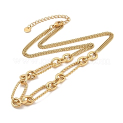 304 Stainless Steel Twisted Oval Bib Necklace for Women&nbsp;NJEW-A032-08G-02