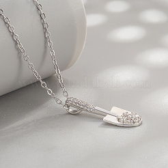 Brass Micro Pave Clear Cubic Zirconia Shovel Pendant Necklaces for Women&nbsp;WG2A015-01