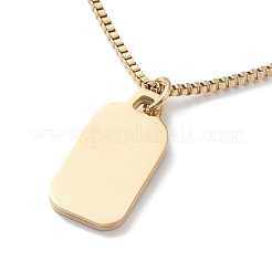 304 Stainless Steel Rectangle Pendant Necklace with Box Chains for Women&nbsp;NJEW-I123-02B