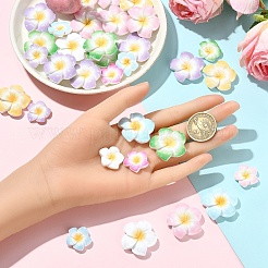 60Pcs 2 Styles Plumeria Flower Opaque Resin Cabochons&nbsp;CRES-YW0002-60