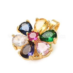 Brass Pave Colorful Cubic Zirconia Pendants&nbsp;CU-CBAF7AF-03B-G