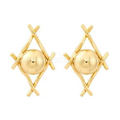 Rhombus with Round Brass Stud Earrings&nbsp;EJEW-R025-03G