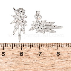 Star Brass Micro Pave Clear Cubic Zirconia Stud Earrings&nbsp;EJEW-D351-08P