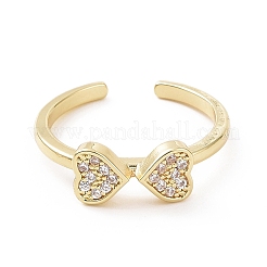 Clear Cubic Zirconia Heart Bowknot Open Cuff Ring&nbsp;RJEW-E072-06G
