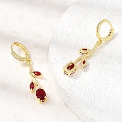 Brass Micro Pave Cubic Zirconia Hoop Earrings&nbsp;CU-CBA108A-14G-03