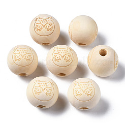 Unfinished Natural Wood European Beads&nbsp;WOOD-S045-149