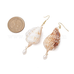 Natural Conch Shell Dangle Earrings&nbsp;EJEW-TA00610