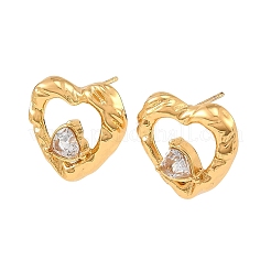304 Stainless Steel Cubic Zirconia Stud Earring for Women&nbsp;SA-CBAF36C-06B-G