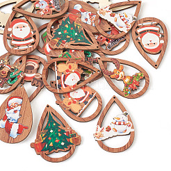 20Pcs 10 Styles Christmas Theme Wood Big Pendants&nbsp;WOOD-TA0001-92