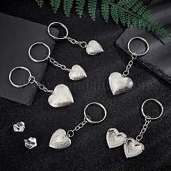 6Pcs 3 Styles Stainless Steel Pattern Locket Pendant Keychains&nbsp;KEYC-ME0001-17A