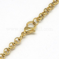 Trendy Unisex 201 Stainless Steel Cross Rolo Chain Necklaces&nbsp;NJEW-L043B-09G
