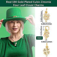 12Pcs Brass Micro Pave Cubic Zirconia Charms&nbsp;ZIRC-BBC0003-74