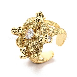 Clear Cubic Zirconia Snake Wrapped Cuff Ring for Women&nbsp;RJEW-C018-02G