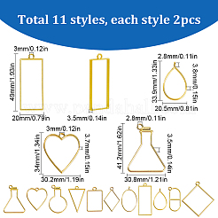 22Pcs 11 Styles Rack Plating Alloy Open Back Bezel Pendants&nbsp;FIND-SC0005-32