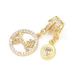 Mother's Day Brass Micro Pave Clear Cubic Zirconia Pendants&nbsp;KK-H268-06G-02