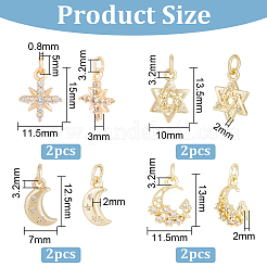 8Pcs 4 Style Brass Micro Pave Cubic Zirconia Charms&nbsp;KK-BC0011-44
