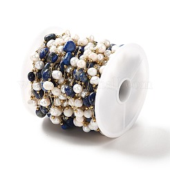 Natural Pearl & Lapis Lazuli Beaded Chains&nbsp;CHS-B002-01G-10