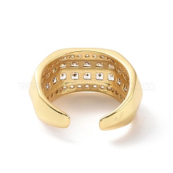 Cubic Zirconia Multi Lines Open Cuff Ring&nbsp;RJEW-P035-08G-05