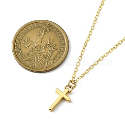 Brass Cross Pendants Necklace for Women&nbsp;NJEW-JN04911-01