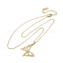 Hollow Butterfly 304 Stainless Steel Pendant Necklaces&nbsp;NJEW-M096-16G