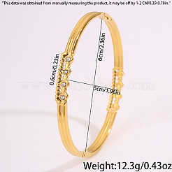 304 Stainless Steel Crystal Rhinestone Rhombus Hinged Cuff Bangles for Women&nbsp;WG11813-01