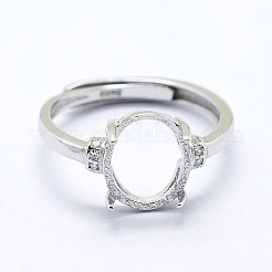 Anti-Tarnish Rhodium Plated 925 Sterling Silver Finger Ring Components&nbsp;STER-G027-05P