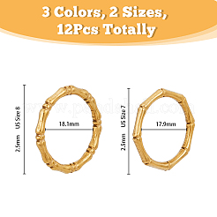 12Pcs 6 Style 304 Stainless Steel Bamboo Sticker Finger Ring for Women&nbsp;RJEW-DC0001-14