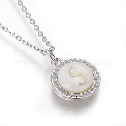Brass Initial Pendant Necklaces&nbsp;NJEW-I230-24P-S