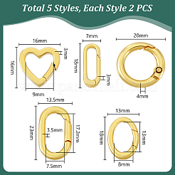 10Pcs 5 Styles Brass Spring Gate Rings&nbsp;KK-PH0013-87