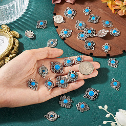 Tibetan Style Alloy with Resin Imitation Turquoise Connector Charms&nbsp;FIND-TAC0035-47AS-07