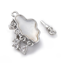 Brass Micro Pave Clear Cubic Zirconia Box Clasps&nbsp;KK-P291-34P
