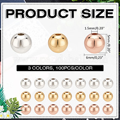 300Pcs 3 Colors Rack Plating Brass Beads&nbsp;KK-ME0002-73