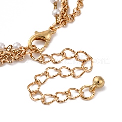Alloy & Plastic Pearl 3 Layer Necklaces&nbsp;NJEW-U013-02G