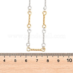 4MM Two Tone 304 Stainless Steel Twisted Bar Link Chain Necklaces for Women Men&nbsp;NJEW-Z115-06GP