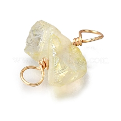 Electroplated Natural Quartz Nuggets Link Connector Charms&nbsp;PALLOY-JF04369-01