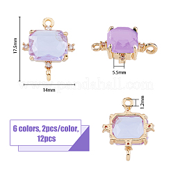 10Pcs 5 Colors Glass Connector Charms&nbsp;GLAA-HY0001-11