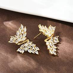Brass Micro Pave Cubic Zirconia Stud Earrings&nbsp;EJEW-K312-04G
