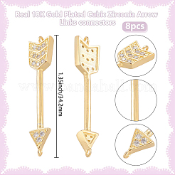8Pcs Brass Pave Clear Cubic Zirconia Connector Charms&nbsp;KK-BBC0010-13G