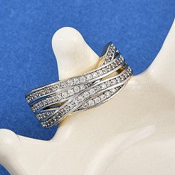 Brass Micro Pave Cubic Zirconia Cuff Rings for Women&nbsp;RJEW-D326-09G