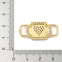 Rack Plating Brass Micro Pave Clear & Orchid Cubic Zirconia Heart Mask Connector Charms&nbsp;KK-L224-065G