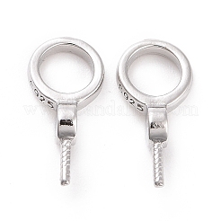 Anti-Tarnish Rhodium Plated 925 Sterling Silver Screw Eye Peg Bails&nbsp;STER-D035-46P
