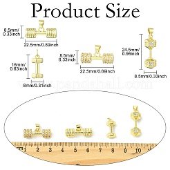 8Pcs 4 Styles Rack Plating Brass Pave Cubic Zirconia Pendants&nbsp;KK-CJ0003-67