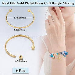 6Pcs Rack Plating Brass Cuff Bangle Making&nbsp;KK-BBC0013-98